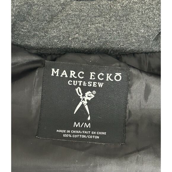 Marc Ecko Cut & Sew Quilted Vest Mens Size M Gray Tweed Insulated Full Zip - Picture 6 of 8